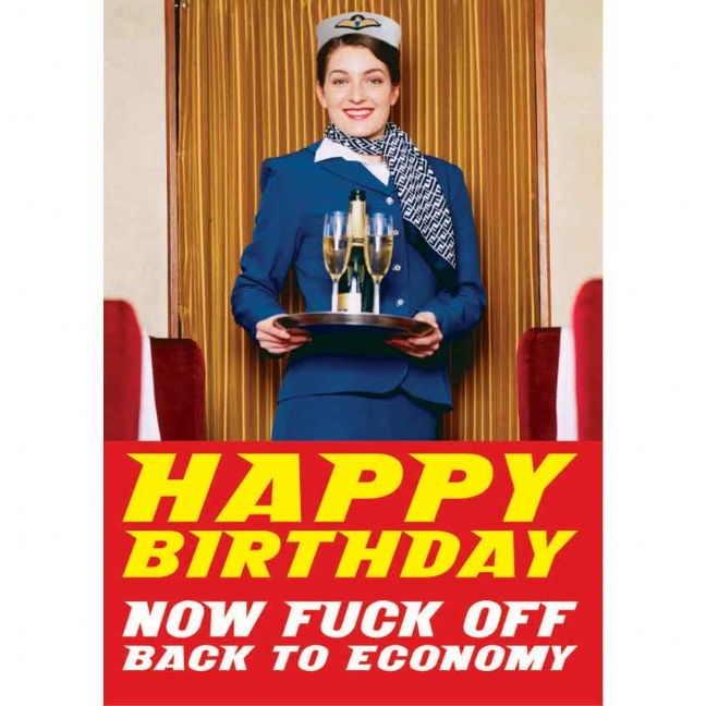 Funny Happy Birthday First Class Airline Card - Click Image to Close